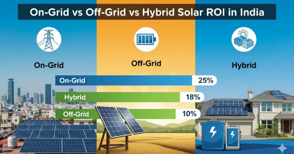 On-Grid vs Off-Grid vs Hybrid Solar ROI in India